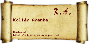 Kollár Aranka névjegykártya